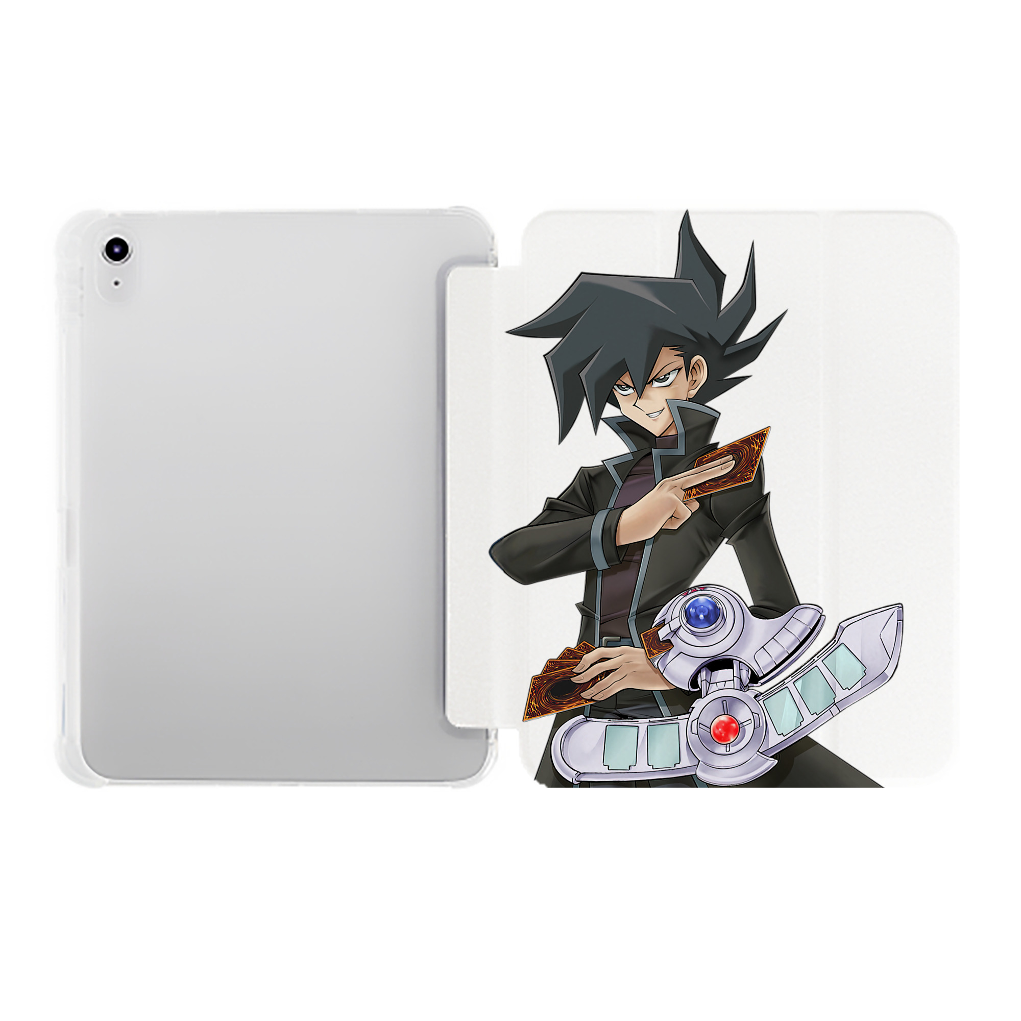 （画像用） 遊☆戯☆王 Yu-Gi-Oh! IPad ケース ペン収納付き 三つ折りスタンド PUレザー×シリコン 対応機種9.5/10.5/10.9インチ